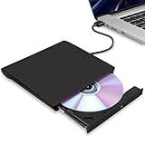 Hcsunfly External CD/DVD Drive for Laptop, USB 3.0 Ultra-Slim Portable Burner Writer Compatible with Mac MacBook Pro/Air iMac Desktop Windows 7/8/10/XP/Vista (White) (Black)