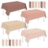 Whaline 16Pcs Boho Brown Plastic Tablecloth 4 Brown Colors Rectangle Table Cover Waterproof Skin Colors Table Cloth for Party Table Decoration Supplies, 54 x 108 Inch