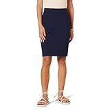 Amazon Essentials Women's Ponte Pull-On Above The Knee Fitted Pencil Skirt, Navy, XX-Large