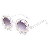 JINHUIBBA Girls round Flower Sunglasses Flower Cute Glasses UV 400 Protection for Outdoor Beach