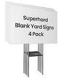 PartyPrints 4 Pack White Blank Yard Signs with Metal Stakes, Waterproof Corrugated Plastic Signs for Rent, Sale, Party, Birthdays, DIY, Event, Advertising, Garden, Blank Lawn Signs for Outside (17x12)