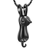 Imrsanl Pet Cremation Jewelry for Ashes Memorial Ash Jewelry Keepsake Cat Urn Pendants for Animal Ashes Necklace (Black)