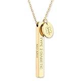 Medical Alert ID Necklace for Women, Customizable Medic Alert Jewelry,18k Gold, Rose Gold, Silver, Personalized Engraving, Hypoallergenic, Waterproof, Includes Gift Box & Medical ID Wallet Card