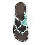 Plaka Oceanside Flat Summer Sandals for Women | Flip Flops for The Beach, Walking & Dressy Occasions | Turquoise Gray | Size 10