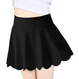 Haloumoning Girls Skorts Flowy Butterfly Athletic Shorts Kids A Line Pleated Tennis Golf Skirts with Pockets Black