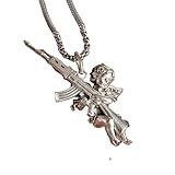 TIRROMAJA New For Arrival Retro Punk Angel Cupid Holding Rifle Shot Forgun Pendant Necklace Suitable For Men And Women Personality Fashion Hip Hop With For You Accessories Creative Gift