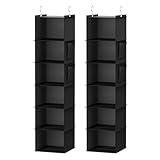 YOUDENOVA Hanging Closet Organizer, 6-Shelf Closet Hanging Storage Shelves, 2 Packs, Black