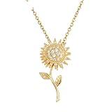 PANIETUDNG New 2025 Arrival Fashion Rotate Decompress Zircon Sunflower Pendant Necklace For Women Stainless Steel Party Party With For You Accessories Trendy Creative Gift