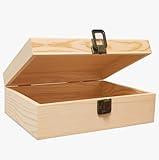 YXFZPAN Wooden Box with Hinged Lid - 8x6x3 Inch Natural Gift Box for Craft DIY Jewelry Boxes - Small Reusable Storage for Home Decor Art Supplies