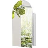 White Arch Medicine Cabinet With Mirror, Recessed Or Surface Mount Medicine Cabinet With Mirror -16" x 27", Small Medicine Cabinet For Bathroom Mirror Cabinet Frameless Bathroom Mirror With Storage
