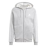adidas Men's Essentials Fleece 3-Stripes Full-Zip, Medium Grey Heather, X-Large