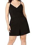 Emerald Sundae Womens Plus Lace Back Sleeveless Romper Black 1X