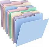 HABGP 9 Pcs Manilla Folders 8.5 x 11 Inch, 1/3-Cut Tab Colored File Folders Letter Size, Plastic Folders Aesthetic, School Business Office Manila Folders for Documents Paper