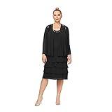 S.L. Fashions womens Plus-size Sequin Chiffon Jacket Special Occasion Dress, Black, 24 Plus