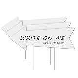Blank Arrow Signs with Stakes 3 Pack 17 x 6 Inches Wedding Directional Yard Signs with Stakes, This Way Arrow Yard Signs Birthday Party Signs Arrow