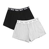 Hanes Originals Sleep, Comfywear Lounge, Pajama Shorts for Women, 2-Pack, Heather Grey Marle/Black, Large