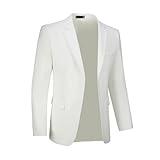 Mens Suit Jacket Blazer Casual Solid Slim Fit Sport Coats Blazers Two Button Prom Business Party Mens Tux Jackets Ivory L