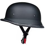 German Style Motorcycle Half Helmet, Retro Half Face Helmet for Adult Men Women DOT Approved (L)