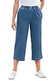 Woman Within Plus Size 7-Day Denim Capri - 22 W, Medium Stonewash