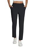 baleaf Womens Business Casual Pants Stretch Travel Pants On Airplane with Zipper Pockets Dressy Slacks Golf Work Office Black M
