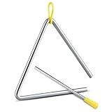 TIPTAP Hand Percussion Triangle, 6IN Musical Steel Triangle with Striker, Percussion Instrument with Exquisite Sound, Instrument for Orff Music Education