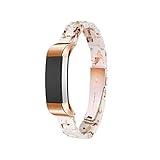 Ayeger Resin Band Compatible with Fitbit Alta/Alta HR/Ace,Women Men Resin Accessory Rose Gold Buckle Band Wristband Strap Blacelet (Nougat White)