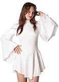 Cosplaya White Long Sleeve Mini Dress for Womens Adult Teens Princess Robe Cosplay Leia Halloween Costumes, S