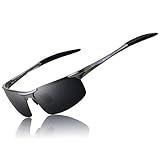 RONSOU Men Sport Al-Mg Polarized Sunglasses Unbreakable for Driving Cycling Fishing Golf gray frame/gray lens