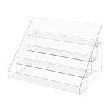 Marketing Holders Multi Level Acrylic Riser 4 Tier Display Stand Clear Plexiglass 16.75" Wide Retail Fixture Countertop Showcase for Products and Merchandise in Stores Gift Shops and Boutiques