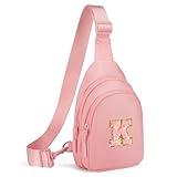 Viverte Easter Gifts for Kids 4 5 6 7 8 9 10 11 Year Old Girls Birthday Gifts for Best Friends Personalized Gifts for Women Preppy Stuff Small Initial Sling Bag (Light Pink-K)
