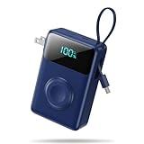 4-in-1 Portable Charger With Built-in Wall Plug&USB-C Cables,10800mAh Power Bank with iWatch Charger,QC4.0+PD 25W Fast Charging Battery Pack,Travel Essentials for iPhone 16/15,Apple Watch,Android etc