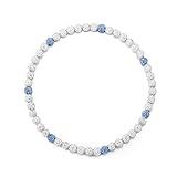 HSWYFCJY Baseball Beaded Chain Necklace for Men Women, Rhinestone Discoball Drip Accessories White Blue Baseball Necklaces Gifts for Men Inspired Softball Jewelry Gifts 18IN