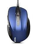 TECKNET USB Wired Mouse, 6-Button Corded Mouse with 4 Adjustable DPI, Optical Computer Mouse with Ergonomic Design and 5FT Cord for Laptop, Chromebook, PC, Desktop, Mac, Notebook-Blue