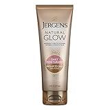 Jergens Natural Glow Self Tanner Body Lotion, Sunless Tanning, Medium to Deep Skin Tone, Daily Moisturizer with Coconut Oil, Vitamin E and Antioxidants, 7.5 Oz