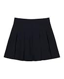 IZOD Girls' Juniors Uniform Pleated Pull-On Scooter Skirt with Undershorts, Performance Material, Cell Phone Pocket, Navy