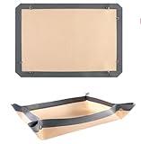 2 Pcs Silicone Fiber Baking Mat with Buckle,Corner Clip for Leak Proof Baking Pan or Unclip for Flat Baking Sheet Liner, Oven Liner (30X21cm,42x29.5cm) BPA-Free and Non-Stick