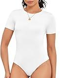 DSPSAM Sexy Body Suits Short Sleeve Tank Tops for Women White Going Out Shirts 2025 Vacation Lady Fashion (White Small)
