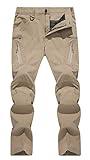 TACVASEN Khaki Hiking Pants Men Waterproof Lightweight Stretch Breathable Tactical Pants for Men Outdoor Work Climbing Fishing Trousers 34