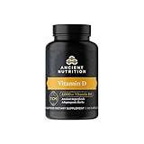 Ancient Nutrition Vitamin D Supplement, 5,000 IU Vitamin D for Immune Support, Made from Bone Broth and Mushroom Extract, Supports Healthy Inflammation, Paleo and Keto Friendly, 60 Capsules