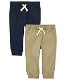 The Children's Place,Baby-Boys,and Toddler Stretch Pull on Jogger Pants,Flax/Tidal 2-Pack,18 Months,24 Months