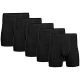 Gildan Men's Underwear Covered Waistband Boxer Briefs, Multipack, Black (5-Pack), Large