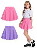 BOOPH 2 Pack Girls Skirts Athletic Uniform Skirts Toddlers Pleated Skorts with Pockets Peach Purple 7-8 Years