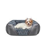 INVENHO Dog Bed for Large Medium Small Dogs, Rectangle Washable Orthopedic Dog Bed, Soft Calming Sleeping Puppy Bed Durable Pet Cuddler with Anti-Slip Bottom S(20"x19"x6")