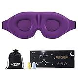 MZOO Sleep Eye Mask for Side Sleeper Men Women, Zero Eye Pressure 3D Sleeping Mask, Light Blocking Patented Design Night Blindfold, Soft Eye Shade Cover for Travel, Purple
