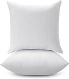 LANE LINEN 18 x 18 Throw Pillow Insert - Pack of 2 White, Down Alternative Pillow Inserts for Decorative Pillow Covers, Throw Pillows for Bed, Couch Pillows for Living Room