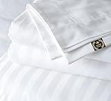 CUSTOMER DELIGHT 100% Egyptian Cotton Sheets King Size – Hotel Luxury Sheets - White Striped King Bed Sheet – 4 Piece Bedding Set - Extra Deep Pocket Fits Upto 17”