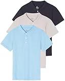 Real Essentials 3 Pack Boys Uniform Short Sleeve Polo Shirts T Kids Button Tops Tees Childrens Plain Girls Graduation Youth School Collared Cotton Summer Teen, 8-10