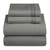 Hearth & Harbor Queen Size Sheets - 4 Piece Bed Sheet Set, Hotel Luxury Double Brushed Bed Sheets - Extra Soft Bedding Sheets & Pillowcases, Queen, Charcoal Grey