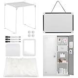 Hlimior 12 Pcs Locker Organizer and Decorating Kit, First Day of School Essentials,Back to School Essentials Locker Decoration, Print Whiteboard with Markers Plush Area Rug String Mirror Magnetic Cup