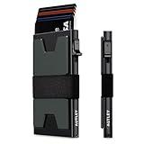 AUTLEY Slim Card Holder, Minimalist Pop Up Wallet for Men, RFID Blocking Mens Wallet with Cash Band (Black)